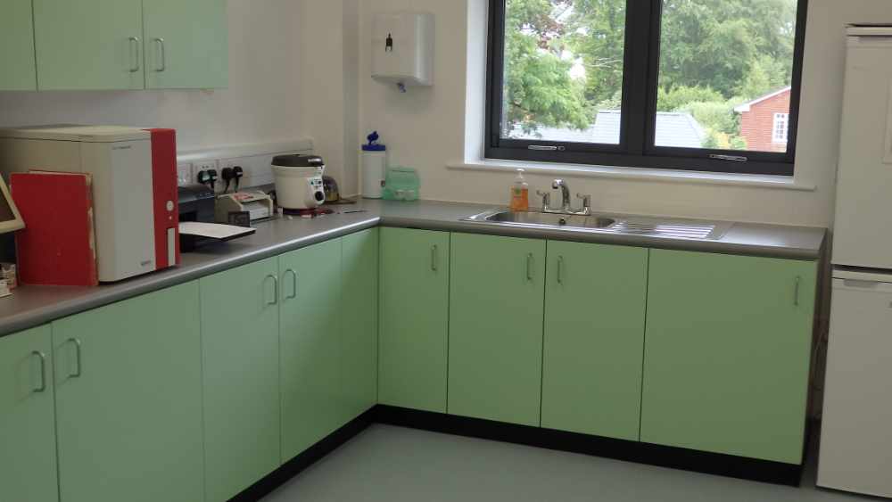 Fitted furniture in the laboratory at Cedar Vet Group